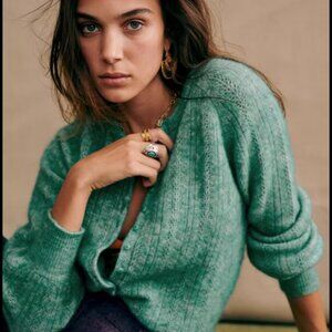 Sezane Camille Cardigan Vert Céladon - Size S